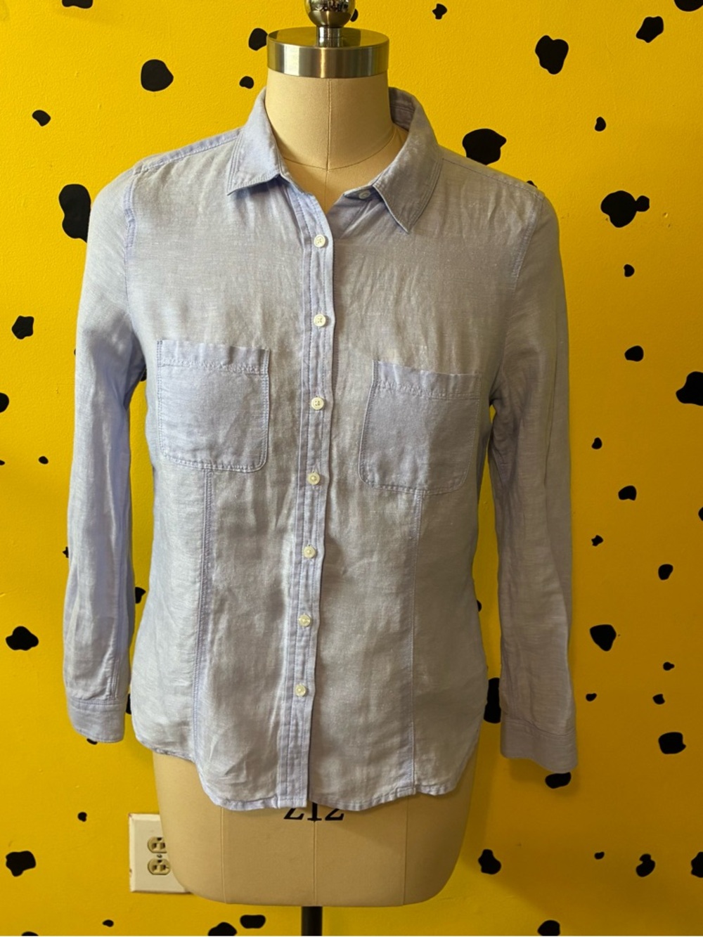 Banana Republic Linen Button Up Shirt Blue Long Sleeve Petite M Preppy Quiet Lux